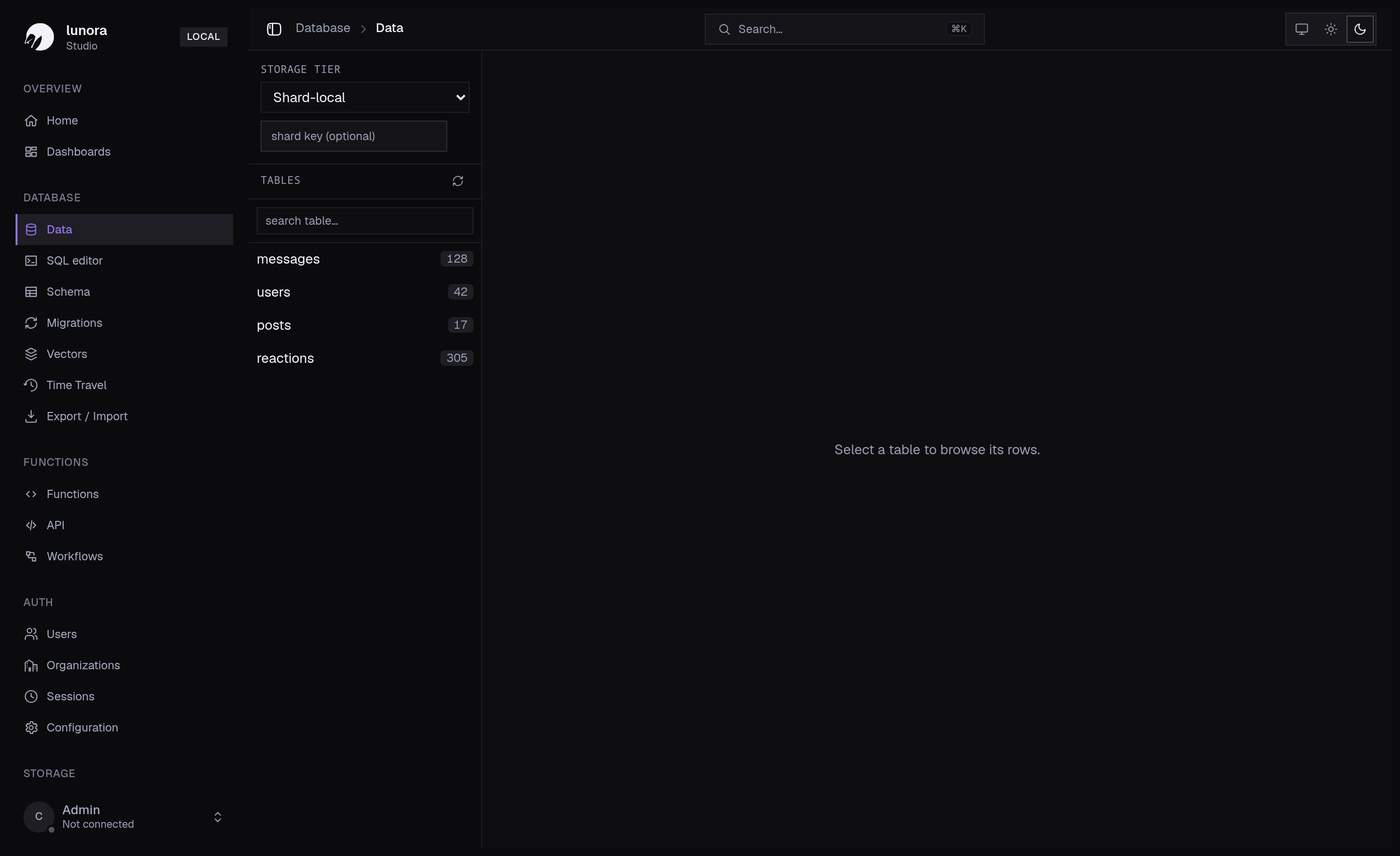 Lunora Studio — Browse data where it lives