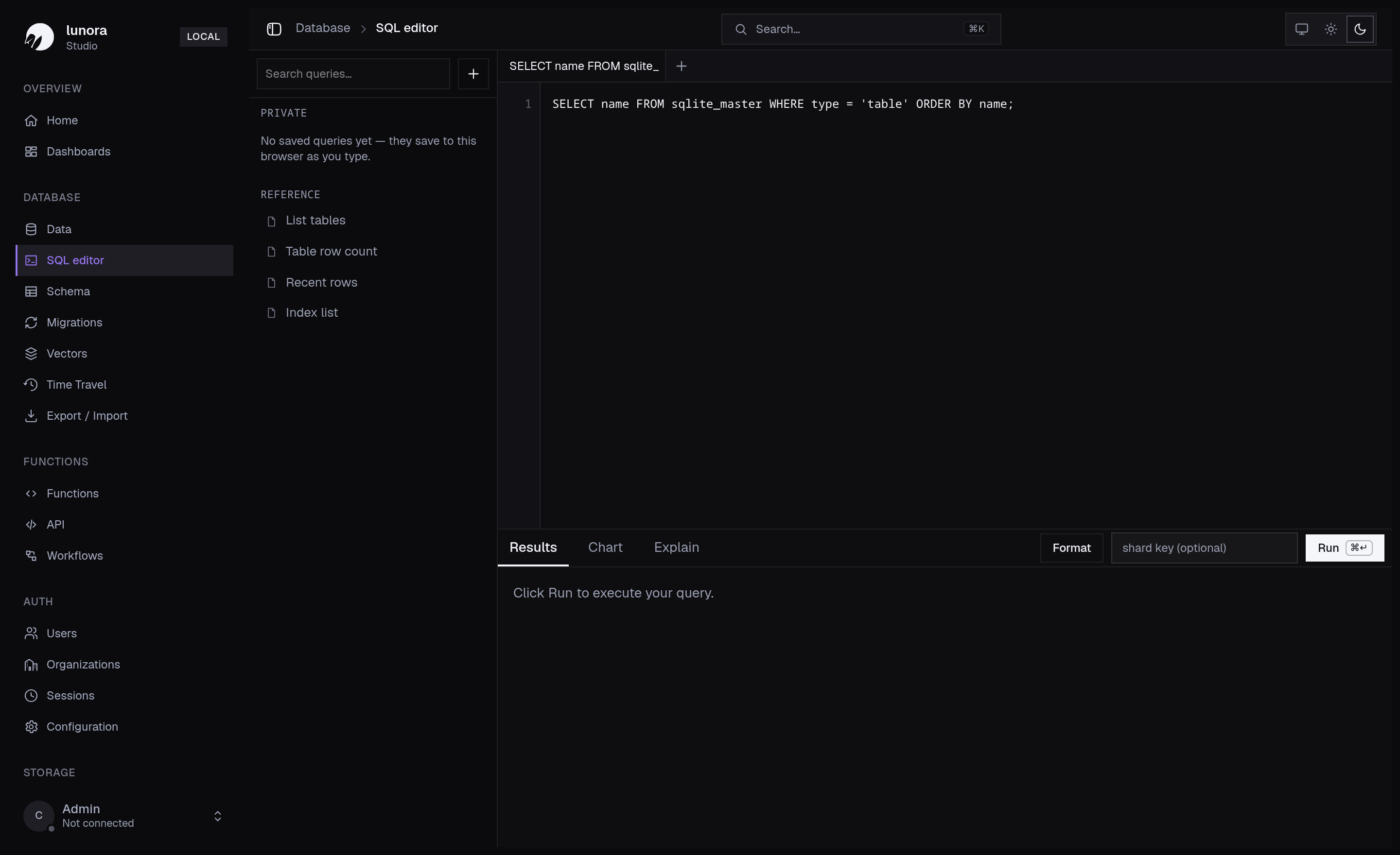 Lunora Studio — A SQL console for the edge